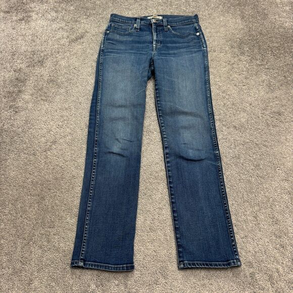 Rivet & Thread Slim Straight Denim Jeans Womens 27 Blue High Rise Stretch 28x27 - Picture 1 of 13